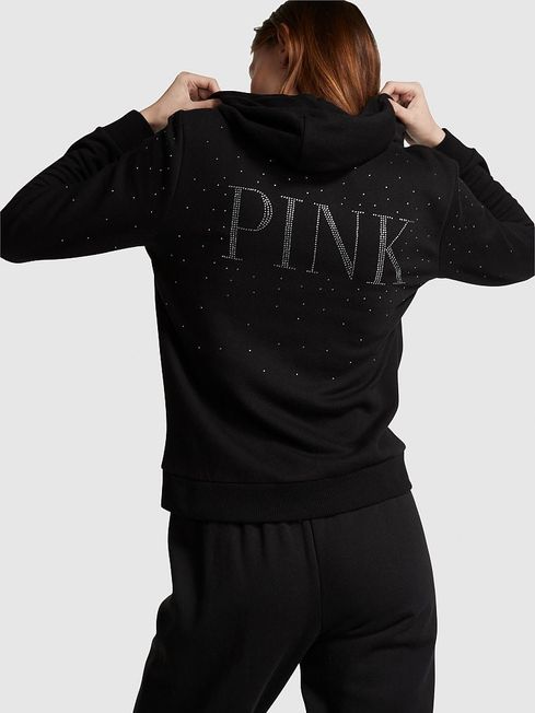 Pure Black Shine Fleece ZipUp Everyday Hoodie Victoria s Secret