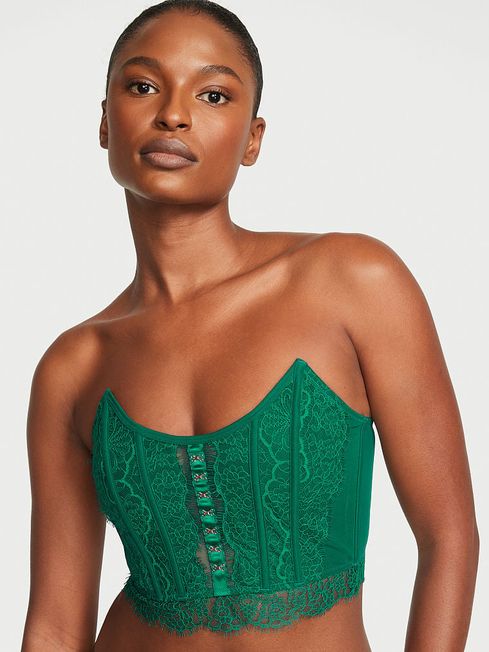 Spruce Green Lace Corset Strapless Corset Top Victoria s Secret