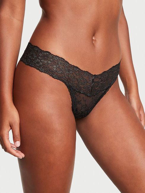 Victoria's Secret Black Gold Double Side Lace Up Thong Knickers