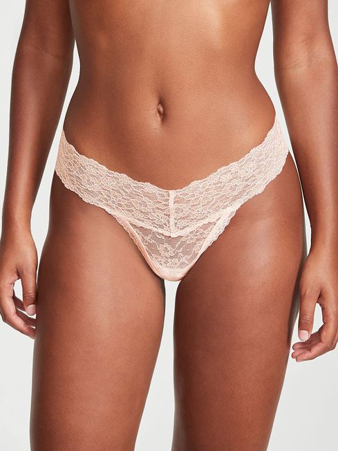 Victoria's Secret Purest Pink Gold Lace Up Thong Knickers