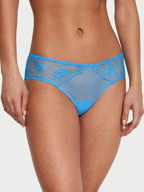 Victoria's Secret Capri Blue Crotchless Cheeky Eyelet Lace Knickers