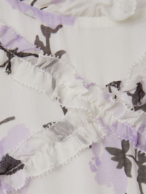 Florere Printed Puff Sleeve Mini Dress in Lilac