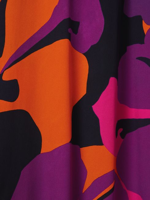 Florere Printed One-Shoulder Maxi Dress in Pink/Orange