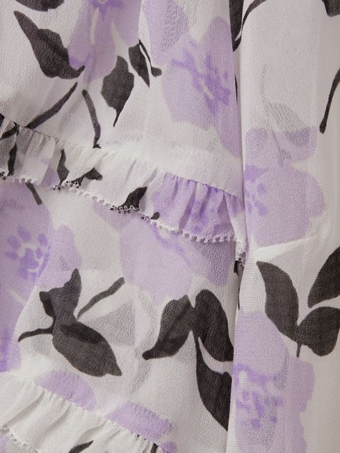Florere Printed Puff Sleeve Blouse in Lilac