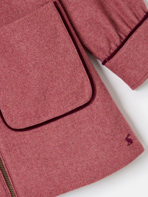 Joules pink tweed coat hotsell