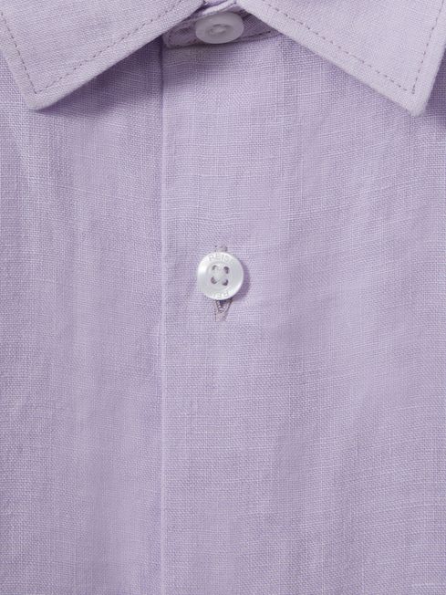 Junior Short Sleeve Linen Shirt in Orchid