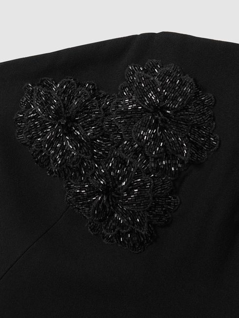 Rachel Gilbert Embellished Bodycon Midi Dress in Black