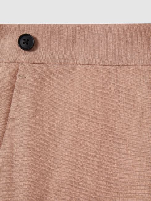 Kin Pink Slim Fit 100% Linen Adjuster Trousers