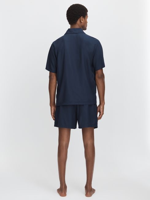 Underwear Pyjama Shorts and Shirt Set in Dark Blue