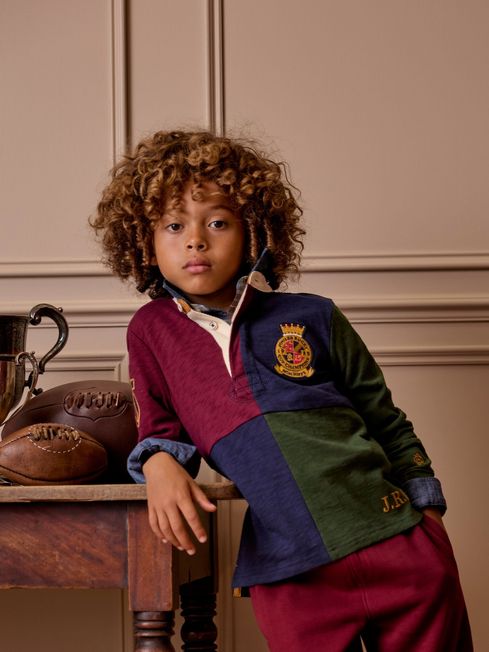 Buy Boys Kick Off Multi Grandad Collar Rugby Shirt from the Joules online shop