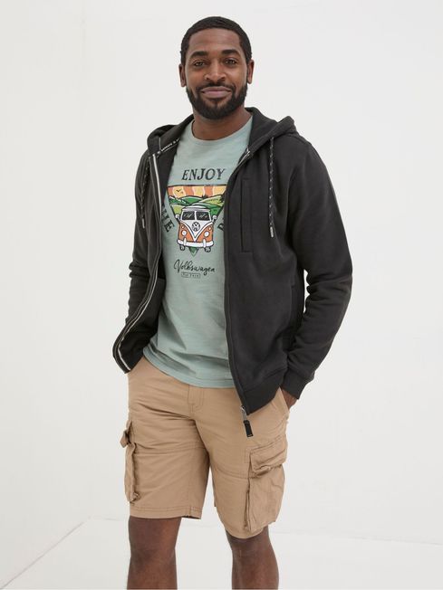 Brooke Black Zip Through Hoodie FatFace