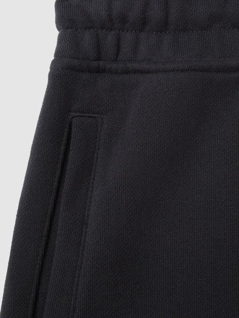 Fleece Lined Cotton Joggers in Washed Black