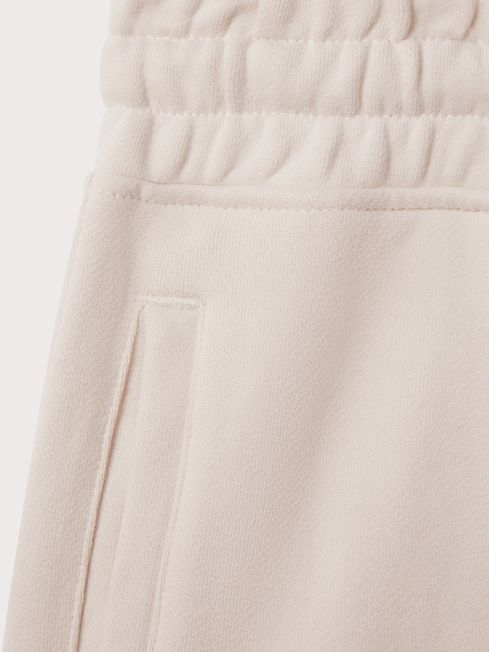 Fleece Lined Cotton Joggers in Off White