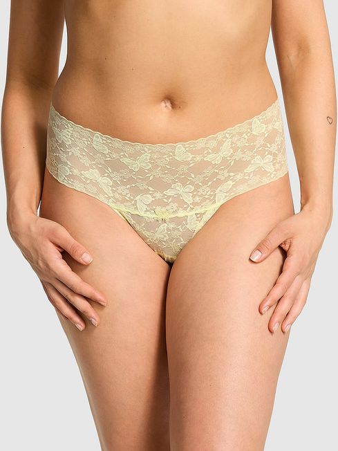 Victoria's Secret PINK Lime Cream Green Hipster Thong Butterfly Lace Knickers