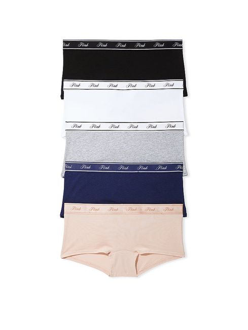Victoria's Secret PINK Black/White/Nude/Grey/Navy Blue Short Multipack Knickers