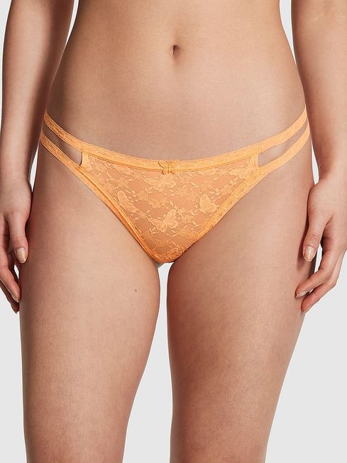 Victoria's Secret PINK Peach Jam Orange Thong Butterfly Lace Knickers