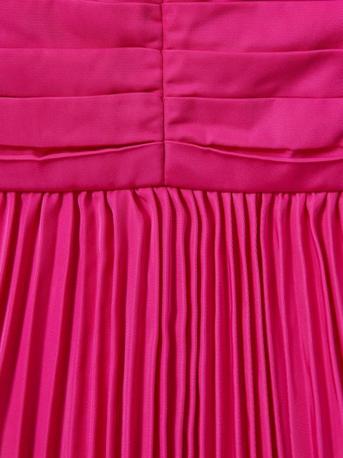 Amur Ruffle Strap Pleated Mini Dress in Pink Cabaret