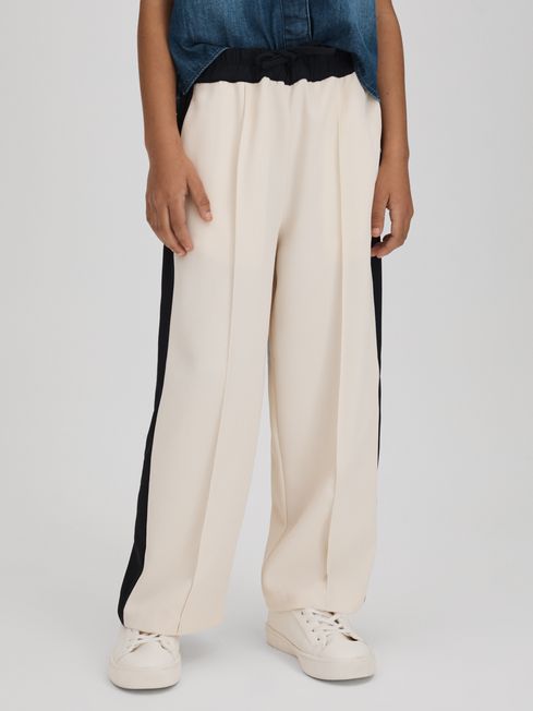 Reiss Ivory May Junior Woven Stripe Drawstring Trousers