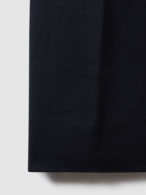 Slim Fit Linen Adjuster Trousers in Navy