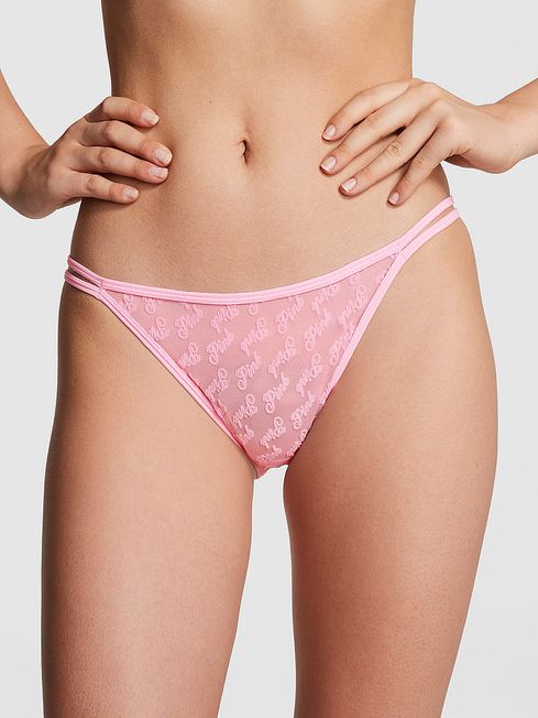 Victoria's Secret PINK Pink Bubble Cheeky Flocked Mesh Strappy Knickers