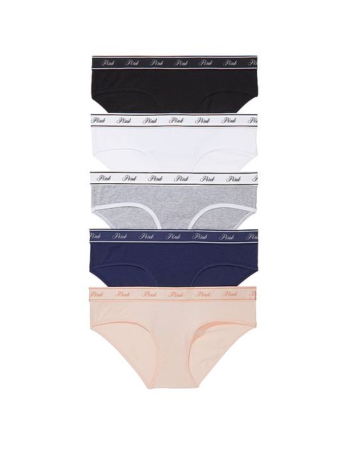 Victoria's Secret PINK Black/White/Nude/Grey/Navy Blue Hipster Multipack Knickers