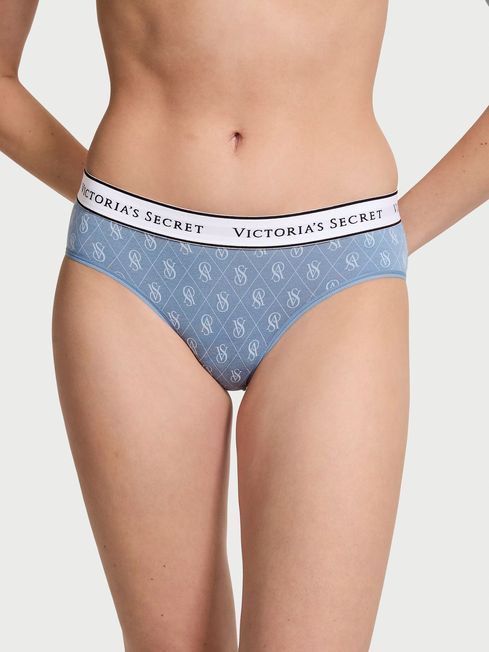 Victoria's Secret Faded Denim Blue Diamond Logo Hipster Logo Knickers