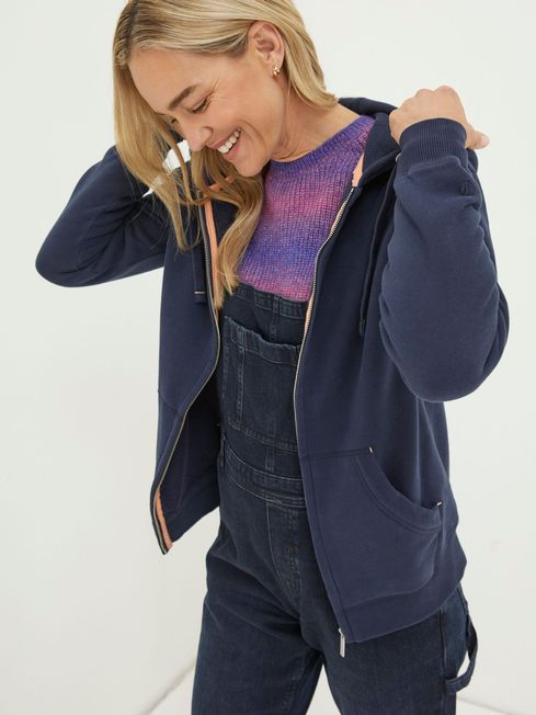 Amy Navy Blue Zip Through Hoodie FatFace