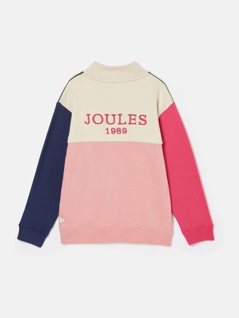 Girls Elliot Multi Colour Block Quarter Zip Sweatshirt Joules
