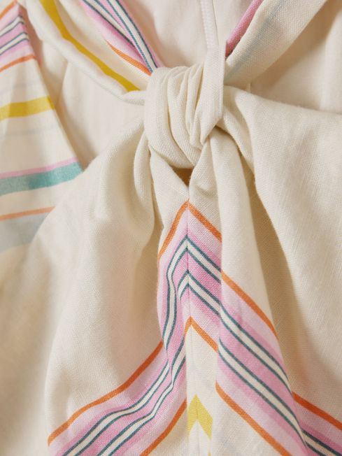 Junior Linen Cotton Knot Detail Dress in Ivory