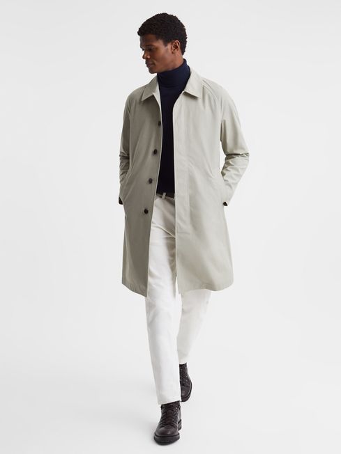 Private White Mid-Length Trench Coat