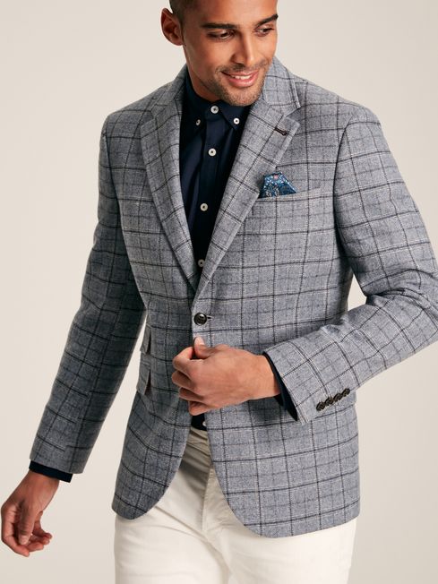 Blue Check Slim Fit Suit Blazer Joules