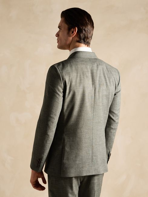 Green Slim Textured Suit Jacket Joules
