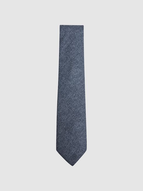 Reiss Airforce Blue Saturn Wool-Silk Blend Tie