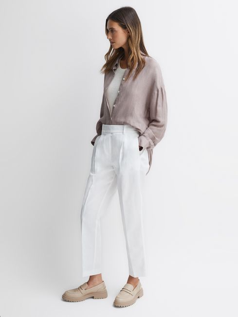 Reiss Ecru Adele Leather Chunky Cleated Loafers