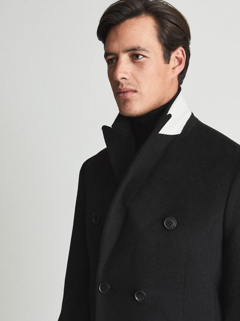 Double Breasted Overcoat in Black