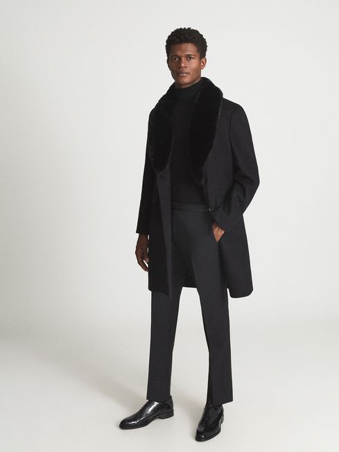 Black fur coat men sales