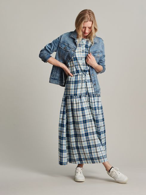 Joules Blue Amalie Check Dress