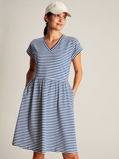 Joules blue and white striped sale dress