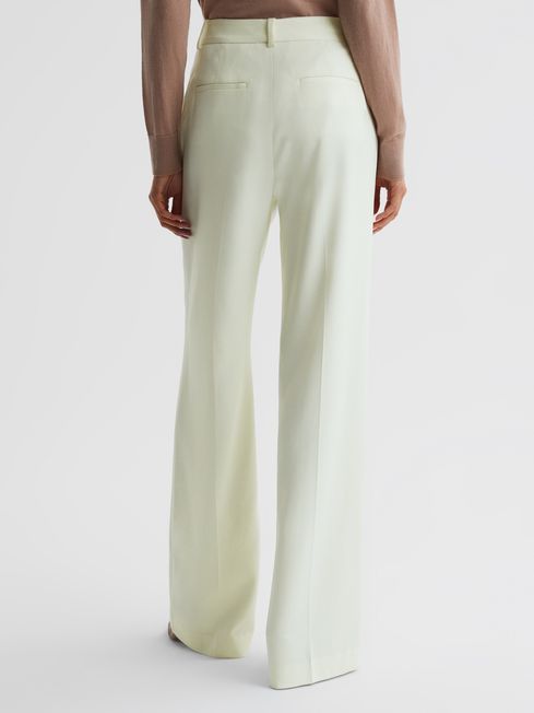 Mid Rise Wide Leg Trousers in Pale Yellow