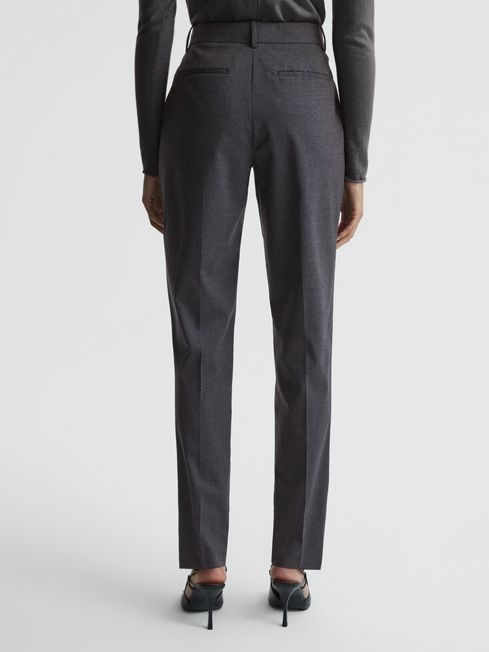 Slim Fit Wool Blend Trousers in Grey Melange