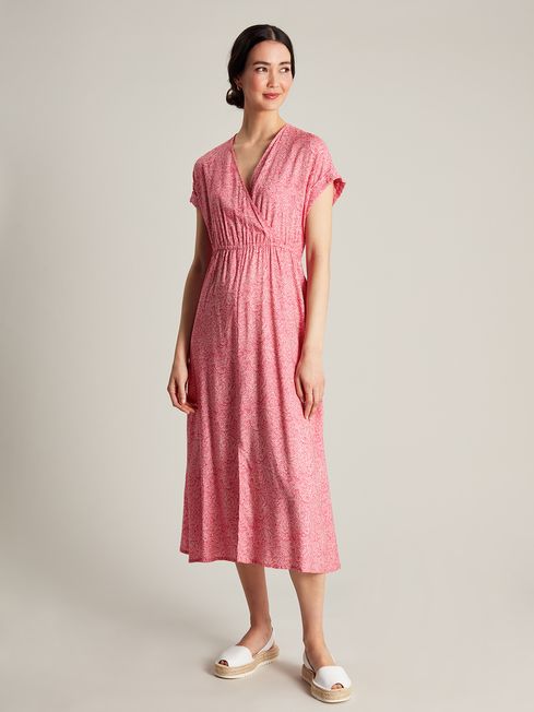Joules Abigail Pink V-Neck With Slit Dress