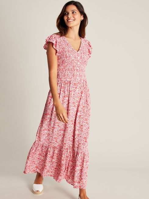 Joules Clover Smocking Button Down Dress