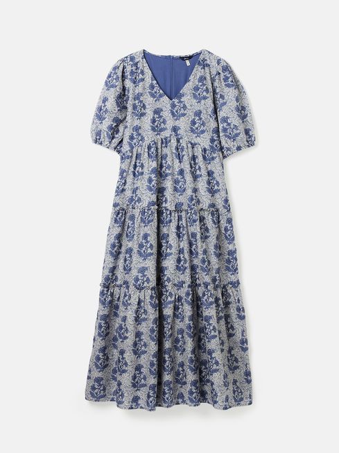 Darcy Light Blue V Neck Tiered Dress Joules