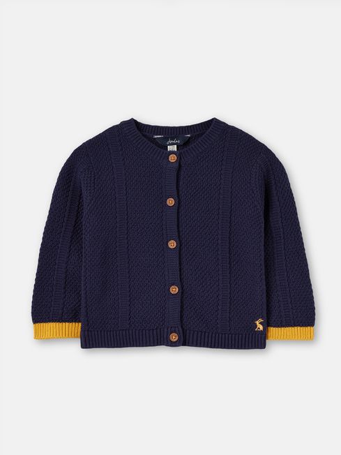 Farley Blue Textured Knit Cardigan Joules