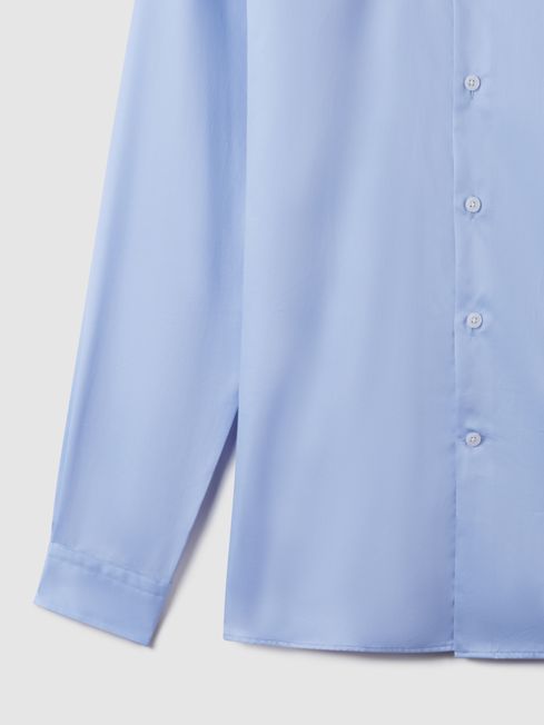 Cotton Sateen Shirt in Mid Blue
