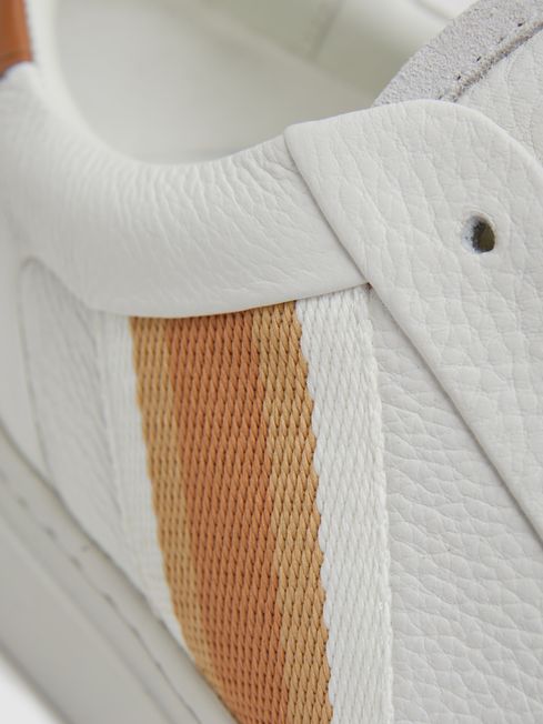 Leather Side Stripe Trainers in Fresh White