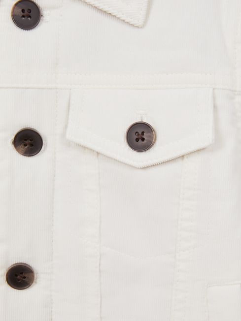 Junior Cord Button Through Jacket in Ecru