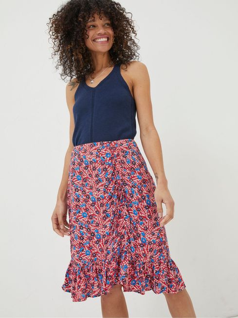 Red Cece Woodblock Meadow Skirt FatFace