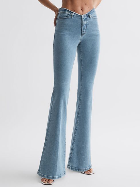 Good American Distressed Flared Jeans - REISS
