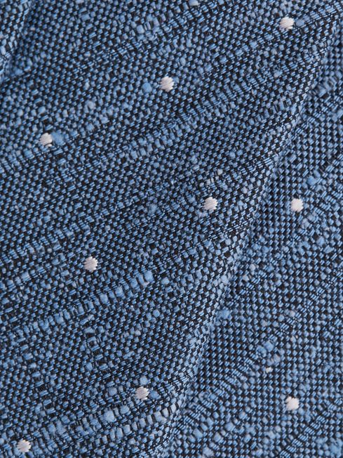 Silk Textured Polka Dot Tie in Airforce Blue